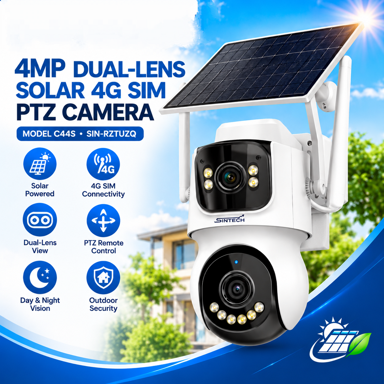4MP Dual Lens Solar 4G SIM PTZ Camera