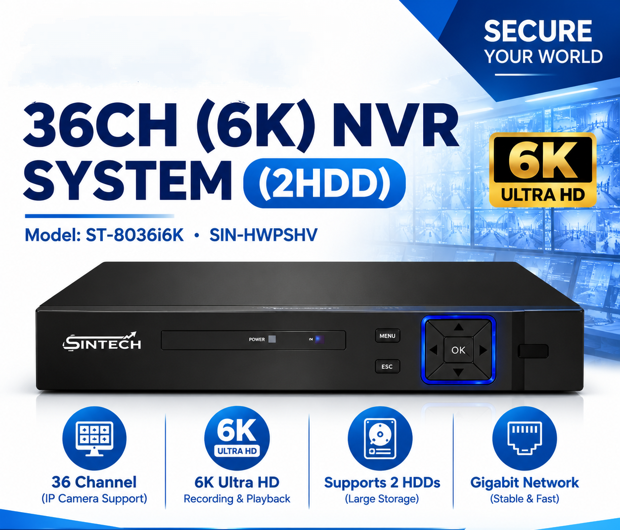 36CH (6K) NVR System (2 SATA)