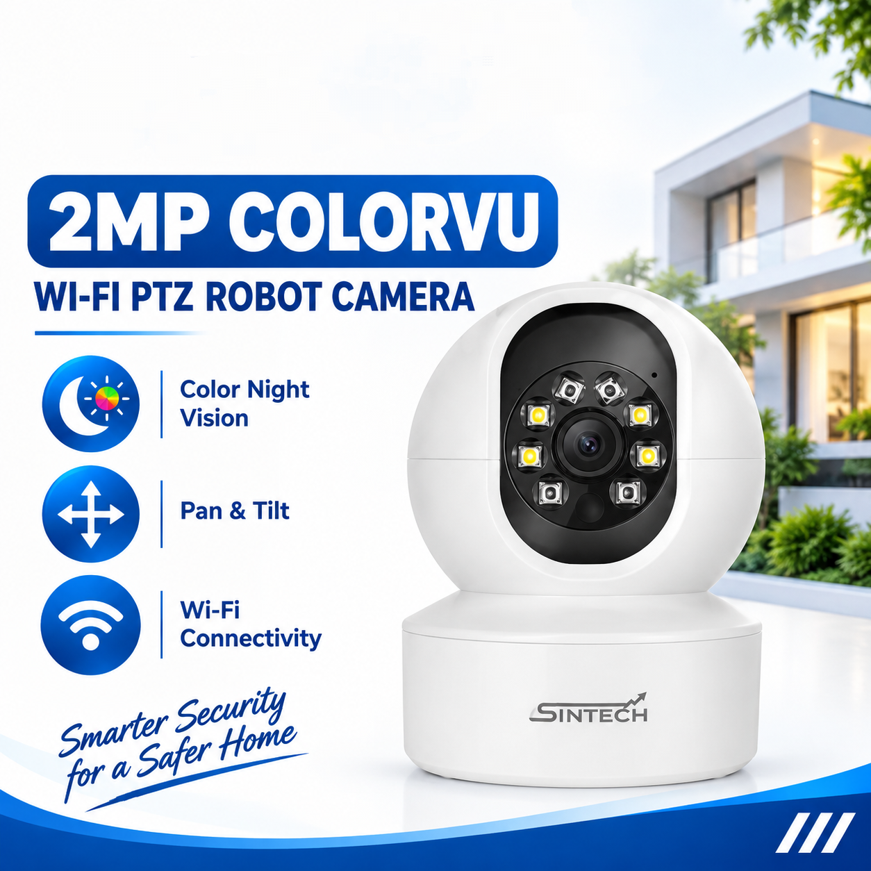 2MP ColorVu WiFi PTZ Robot Camera