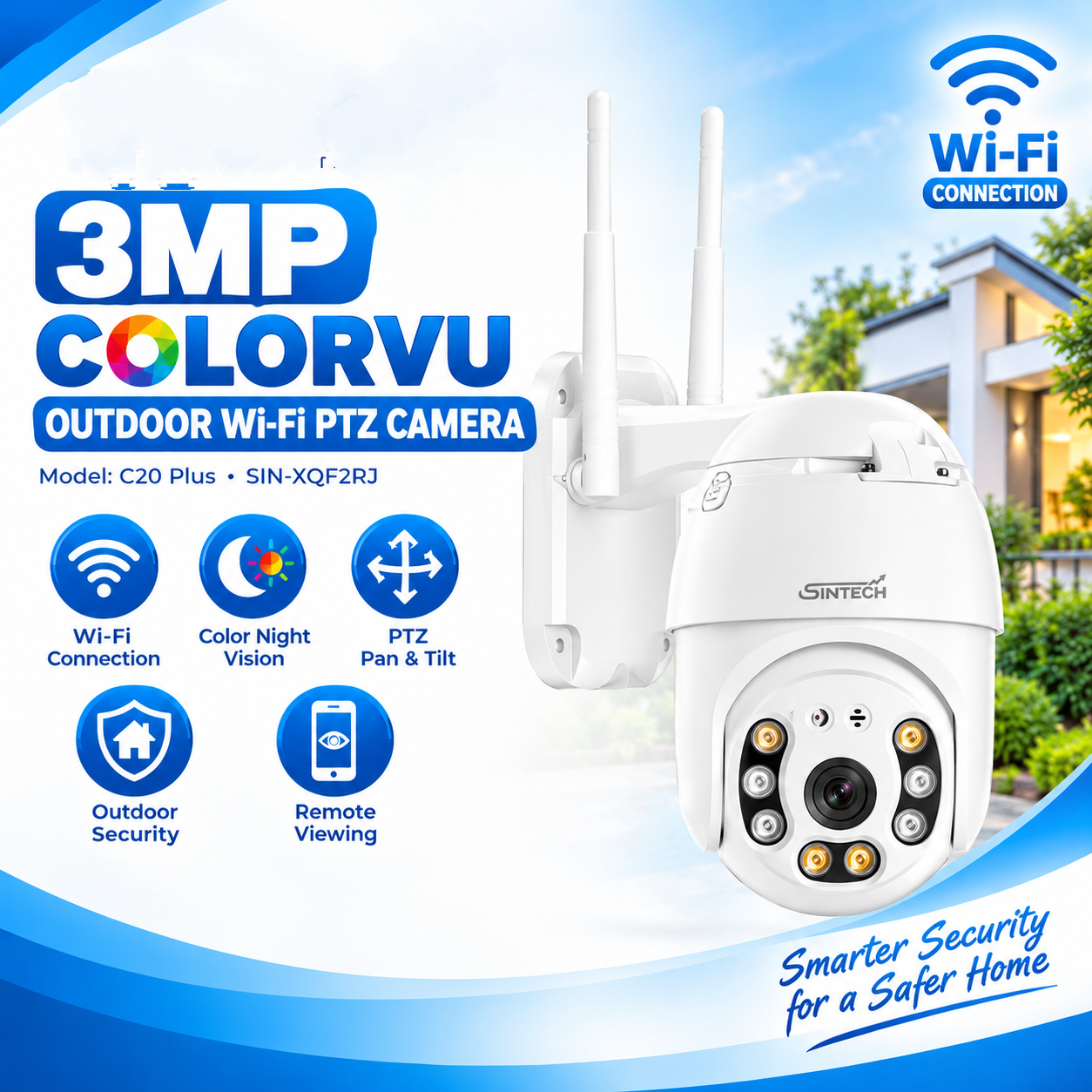 3MP ColorVu WiFi PTZ Camera (Outdoor)