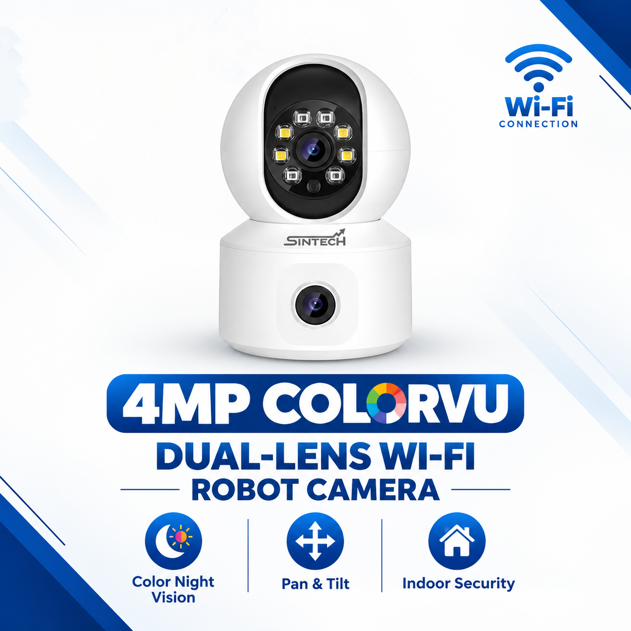 4MP ColorVu WiFi Robot Camera (Dual Lens)