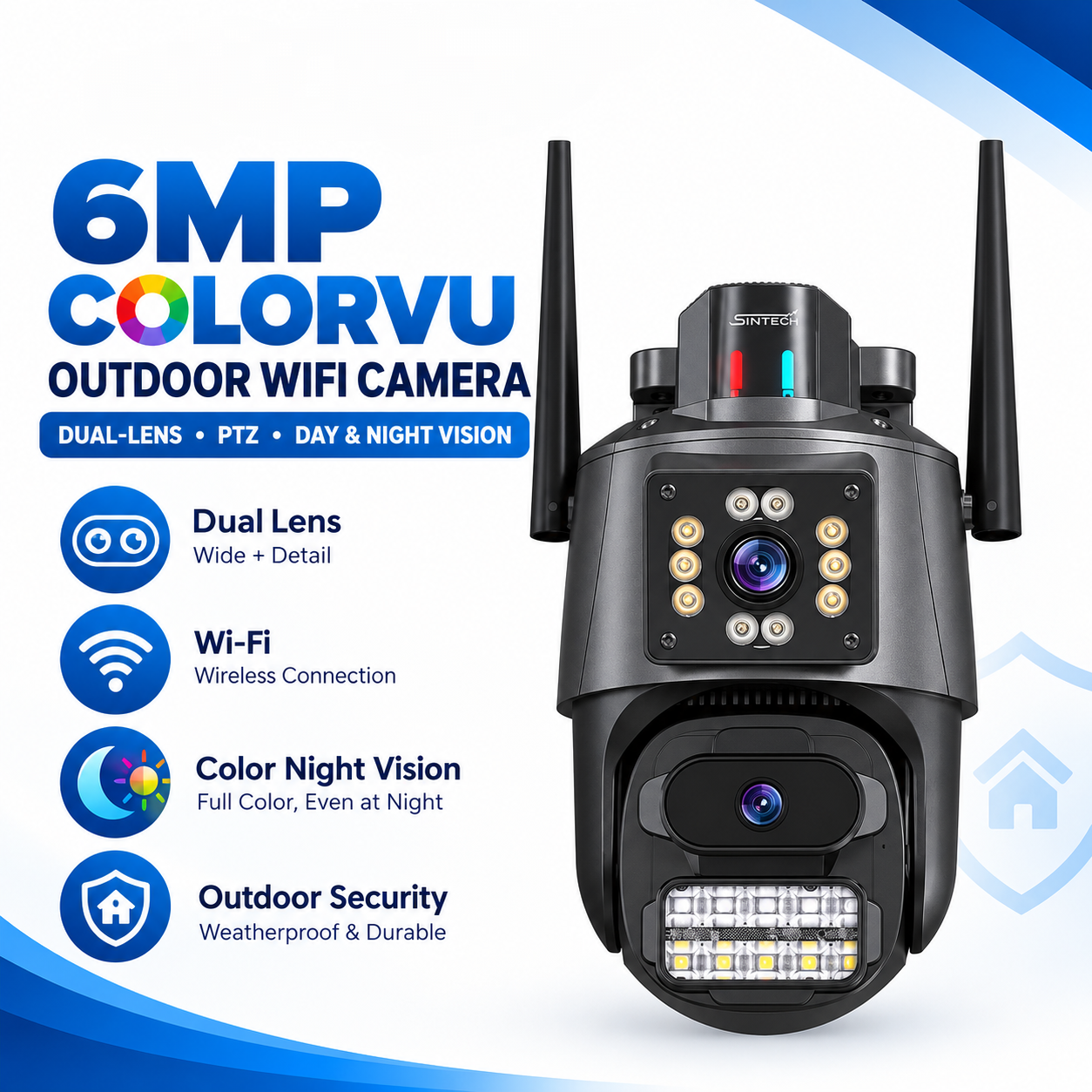 6MP ColorVu Outdoor WiFi Camera (Dual Lens)